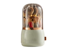 Suporte rotativo protetor contra poeira para pincéis de maquilhagem com tampa transparente light green com marca
