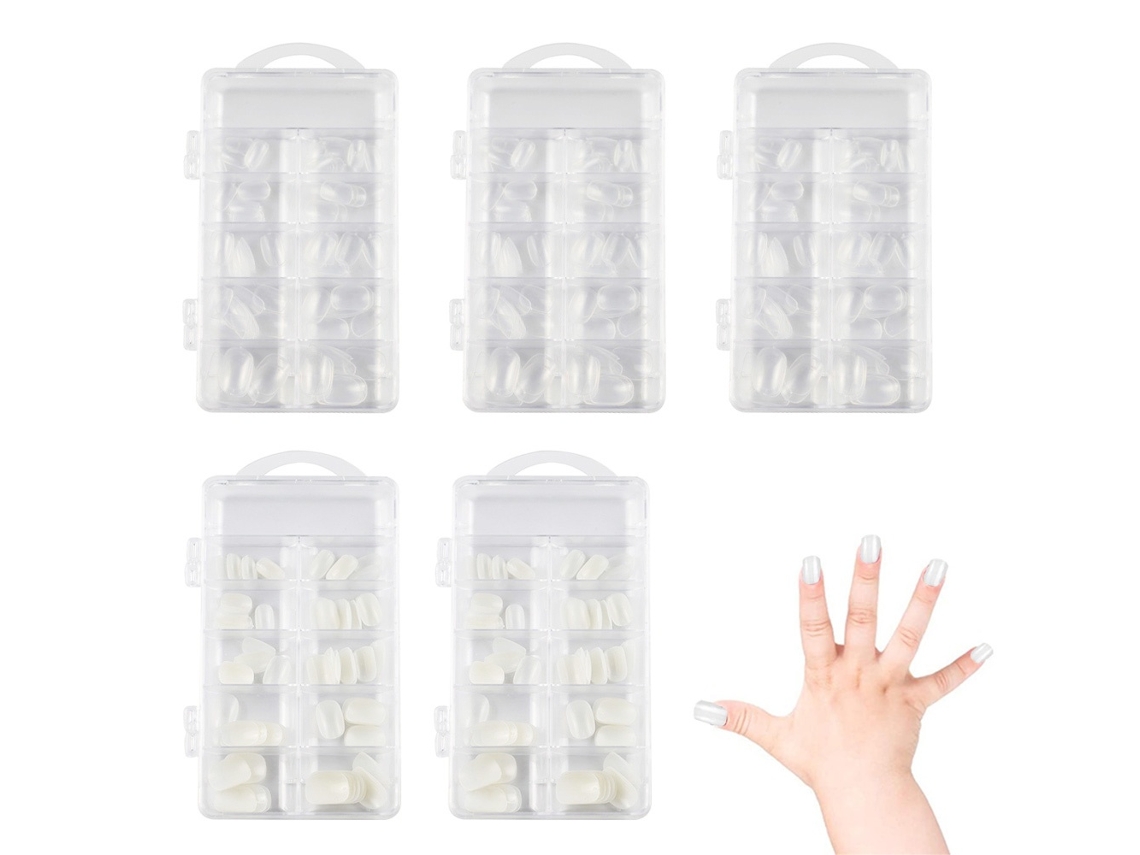 Unhas Postiças Elysve 5 Caixas De Unhas Postiças Curtas Para Meninas