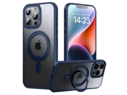 Capa Em Tpu Magnético Com Suporte Para Apple Iphone 16 Pro Max - Azul Escuro