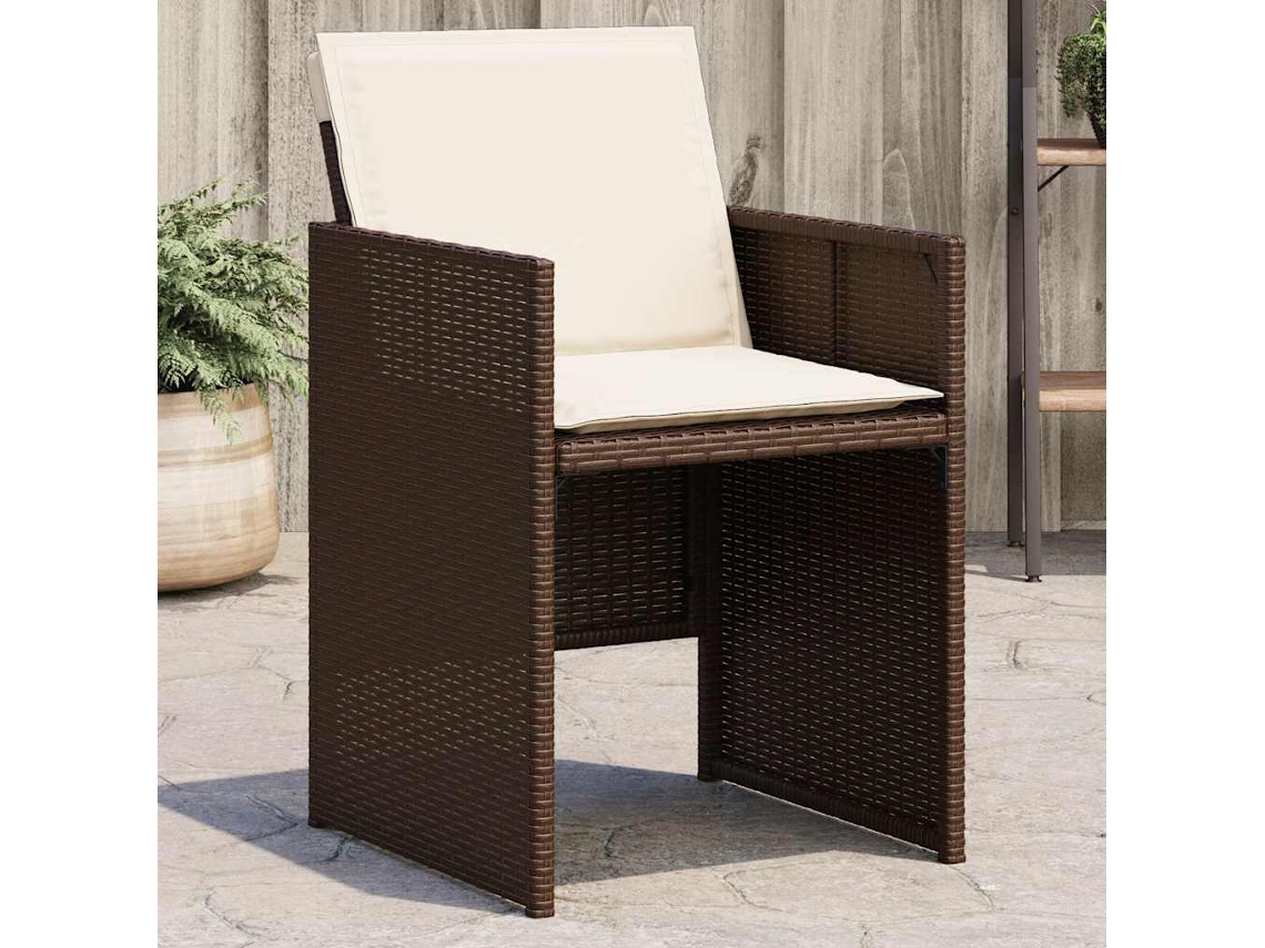 Vidaxl Cadeiras De Jardim Com Almofadões 4 Pcs Vime Pe Castanho
