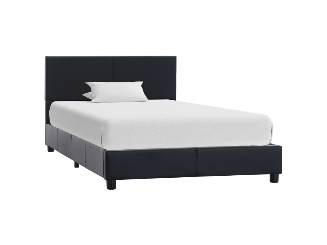 Vidaxl Estrutura De Cama 90x200 Cm Couro Artificial Preto