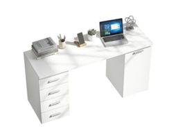 Mesa Computador 4 Gavetas Armário 140cm Madeira Branca