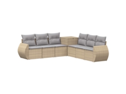Vidaxl Conjunto De Sofás 7 Pcs Bege E Cinza Claro