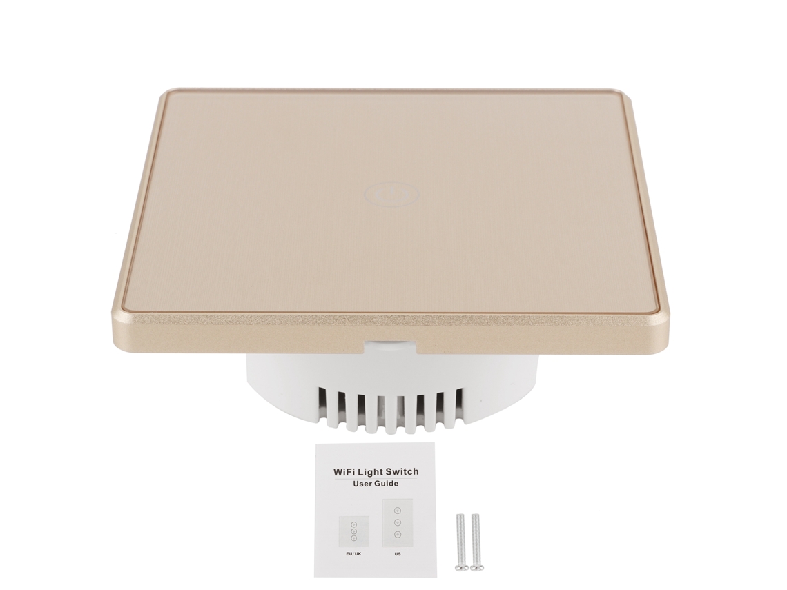 Interruptor Inteligente Touch Dourado Universal com Controle Remoto Wireless WiFi 800W Google Home Siri YURU