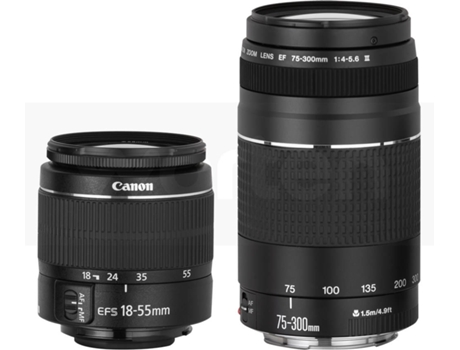 Kit Máquina Fotográfica CANON EOS 2000D + 18-55 IS STM + 75-300 DC STM (APS-C) — Oferta ES110+16GB