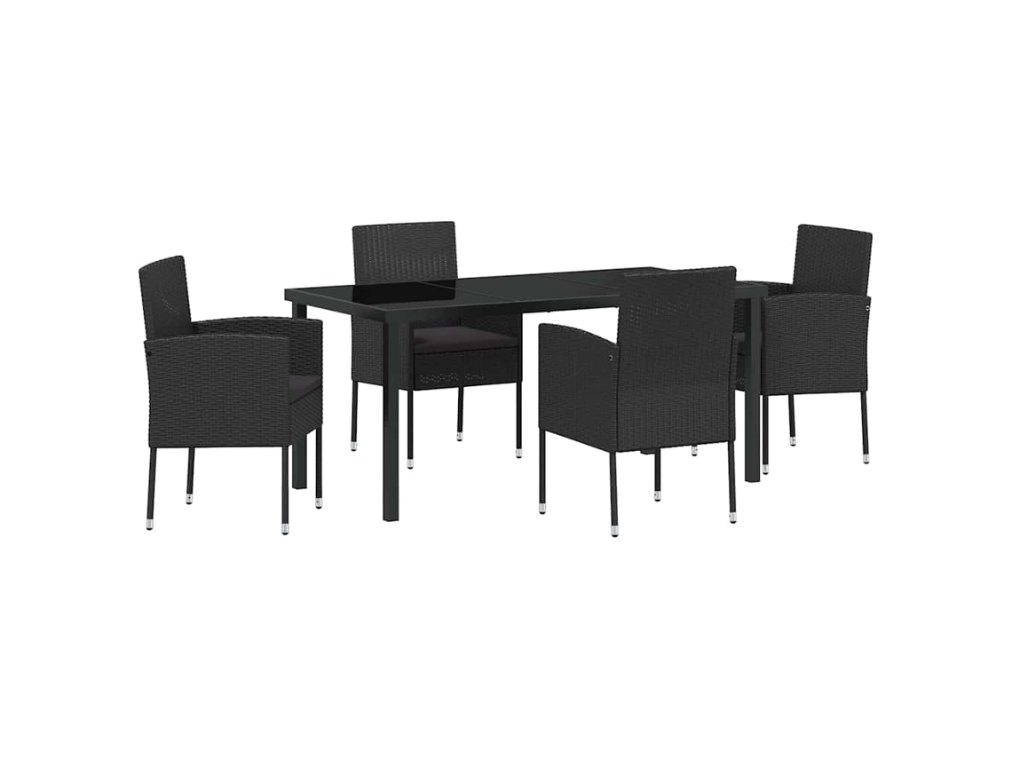 Maison Exclusive - Conjunto De Jantar Para Jardim Com Almofada 5 Pcs Preto Vime Pe