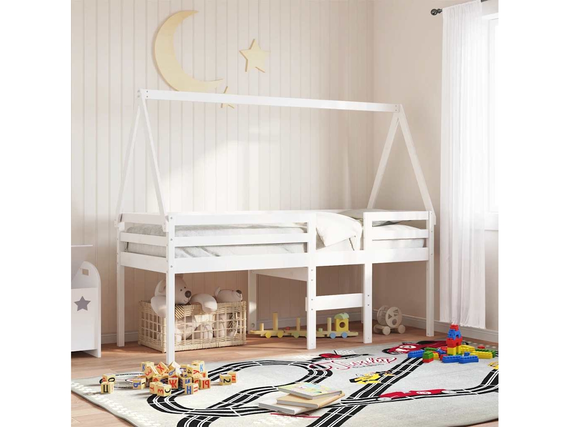 Vidaxl Telhado De Cama Infantil 209x95,5x88 Cm Pinho Maciço Branco