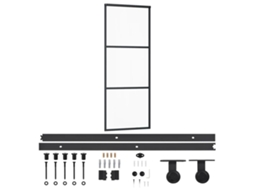 Sliding Door, Sliding Doors Vidaxl Preto Alumínio (76 X 205 Cm (trilho Deslizante De 183 Cm))