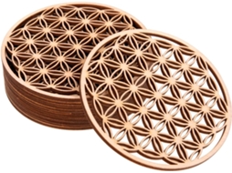 Conjunto de 10 porta copos de madeira Flor da Vida AQUAFORGE