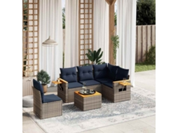 Vidaxl 6 Pcs Conjunto Sofás P/ Jardim C/ Almofadões Vime Pe Cinzento