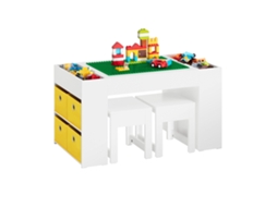 Conjunto De Mesa E 2 Cadeiras Para Crianças Mesa Com 8 Cestos Kmb75-W 87 X 50 X 50 Cm SOBUY