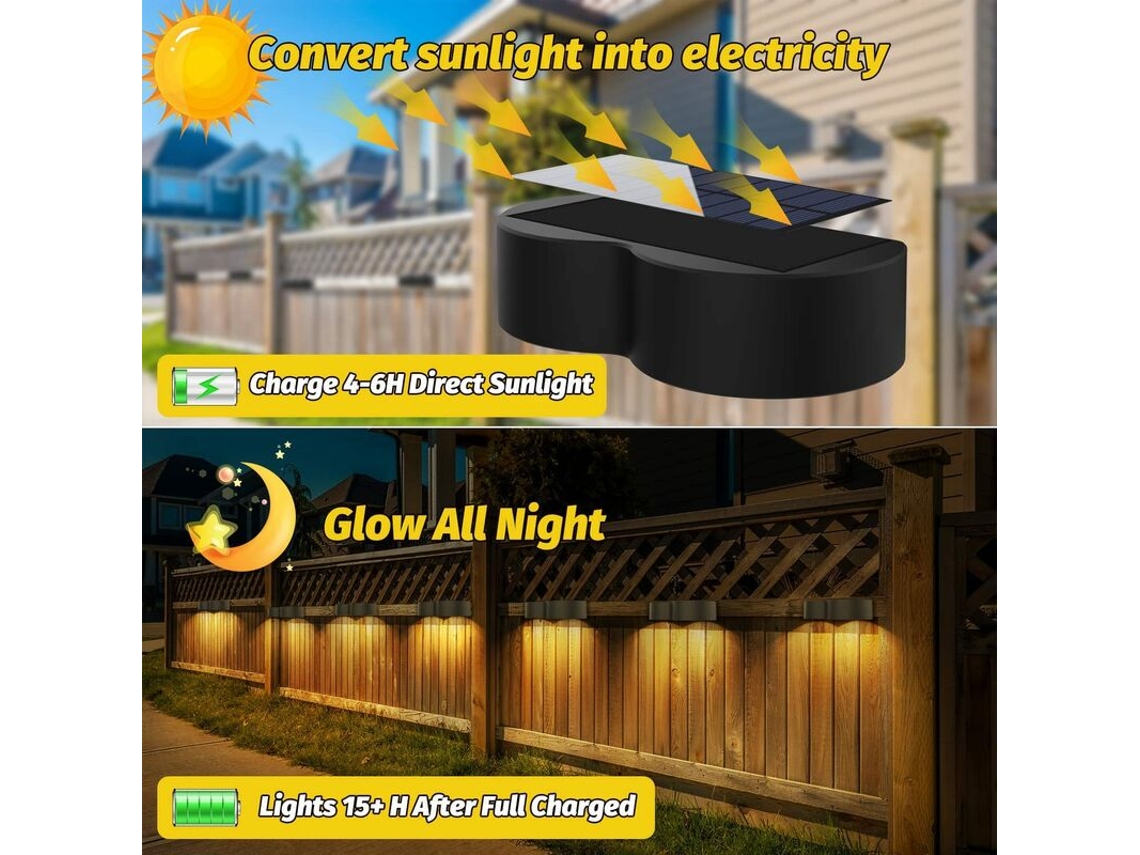 Conjunto de Luzes Solares de Jardim de 6 Unidades para Exterior Lâmpada Solar Decorativa Externa À Prova D'Água Ip65 com Luz Branca Quente/Flash Rgb