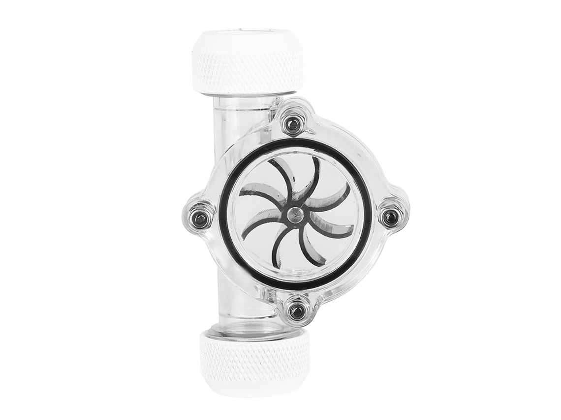 Conector Rosca G1/4 Fêmea Para Fêmea Indicador De Fluxo De Resfriamento À Água Com 8 Impelidores Branco
