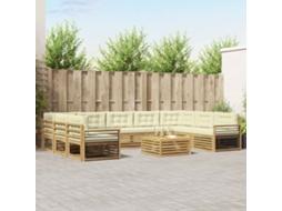 Vidaxl Conjunto De Sofás Para Exterior 10 Unid. Branco E Creme