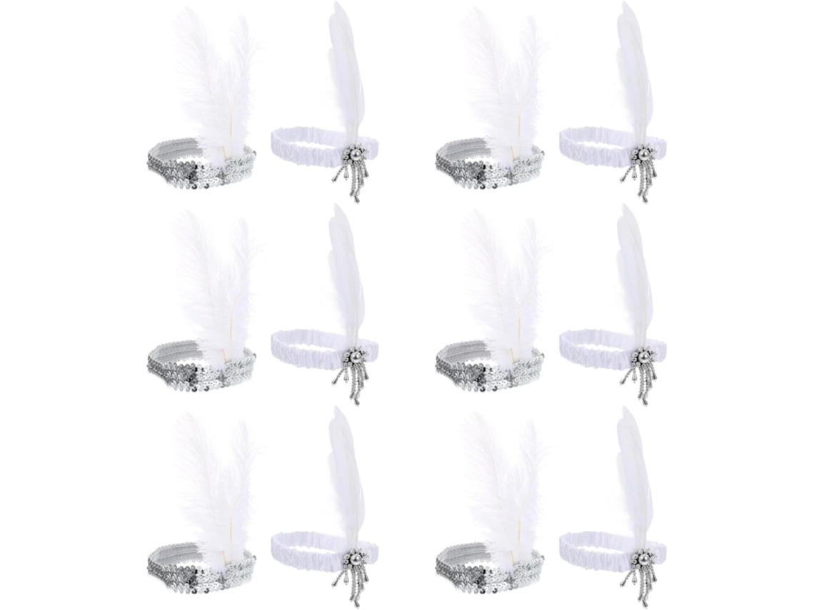 12 Tiaras De Penas Brancas Com Miçangas, Acessórios Luminosos