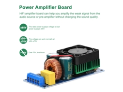 Placa De Amplificador De Potência Digital Irs2092s De 500w: Canal Mono Classe D Com Cooler