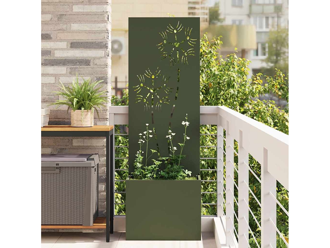 Vidaxl Tela De Privacidade Para Jardim Floral Verde-oliva 50 X 140 Cm