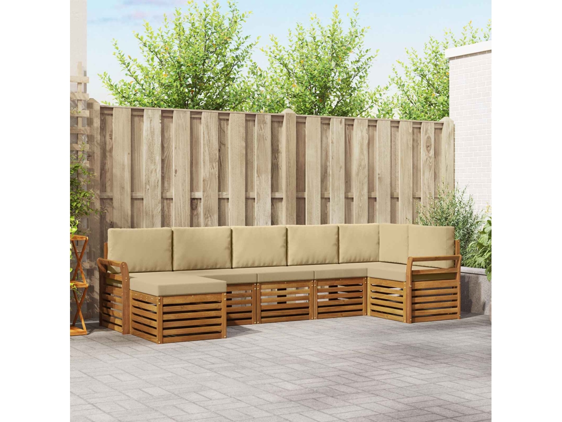 Vidaxl Conjunto De Sofás Para Exterior 7 Unid. Natural E Bege