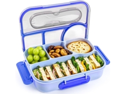 Lancheira Bento Para Adultos, 4 Compartimentos, Resistente A Quedas, Pode Ser Lavada Na Lava-louças E Feita De Materiais Livre De Bpa, Azul
