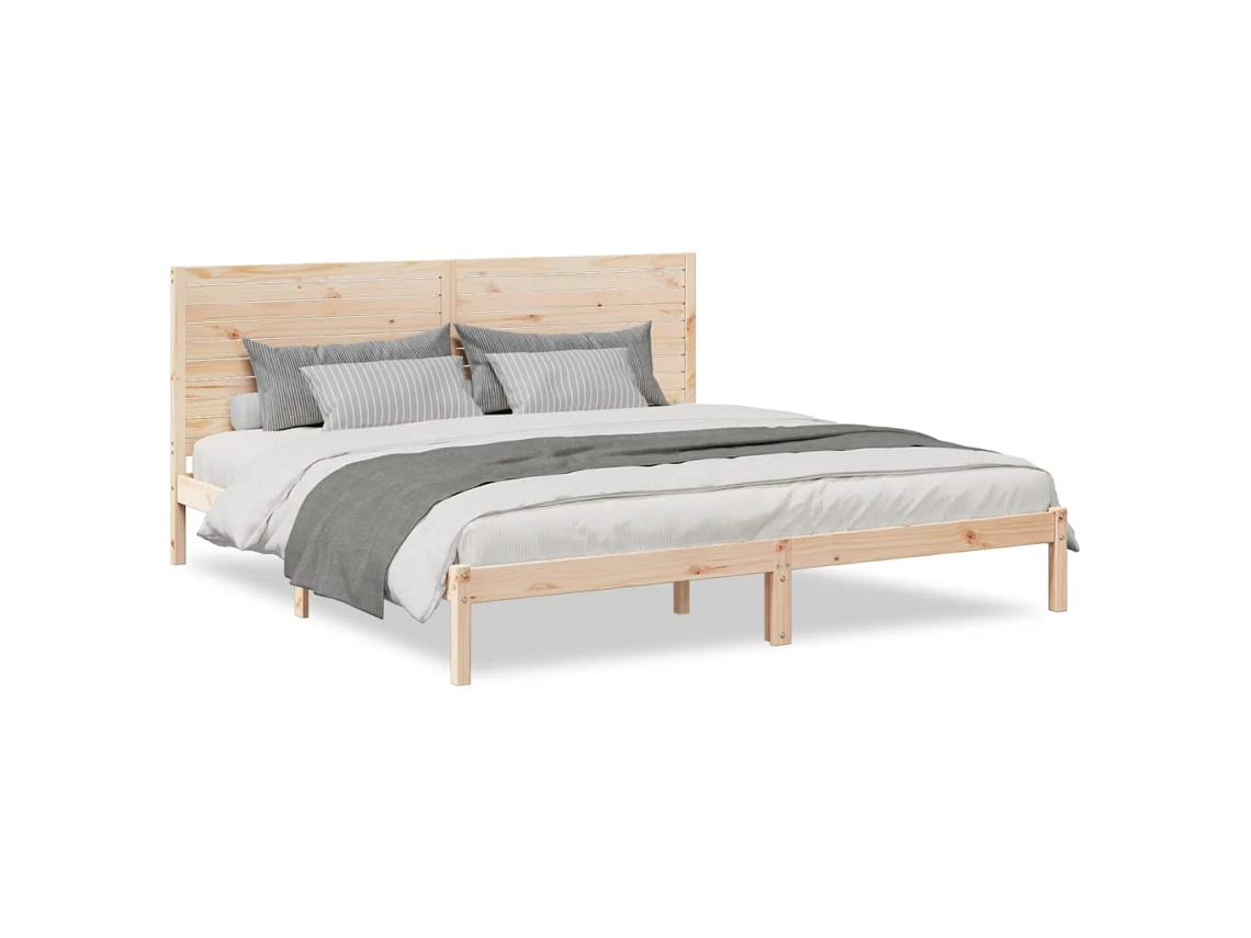 Estrutura De Cama Vidaxl Marrom Madeira De Pinho Maciça (225.5 X 205.5 X 100.5 Cm)