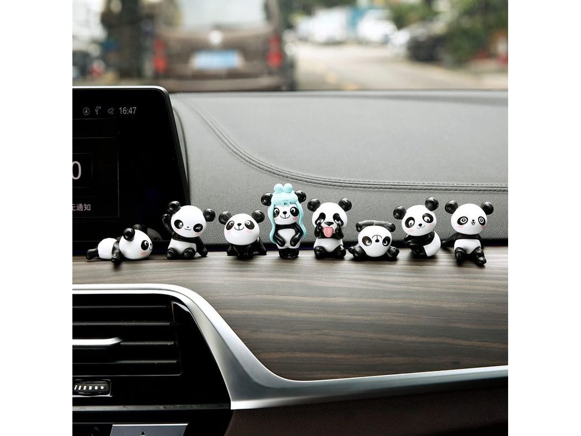 Decoración Interior De Coche Muñecos De Panda Mini Paquete De 8 Adornos Resina Para Hogar Y Oficina