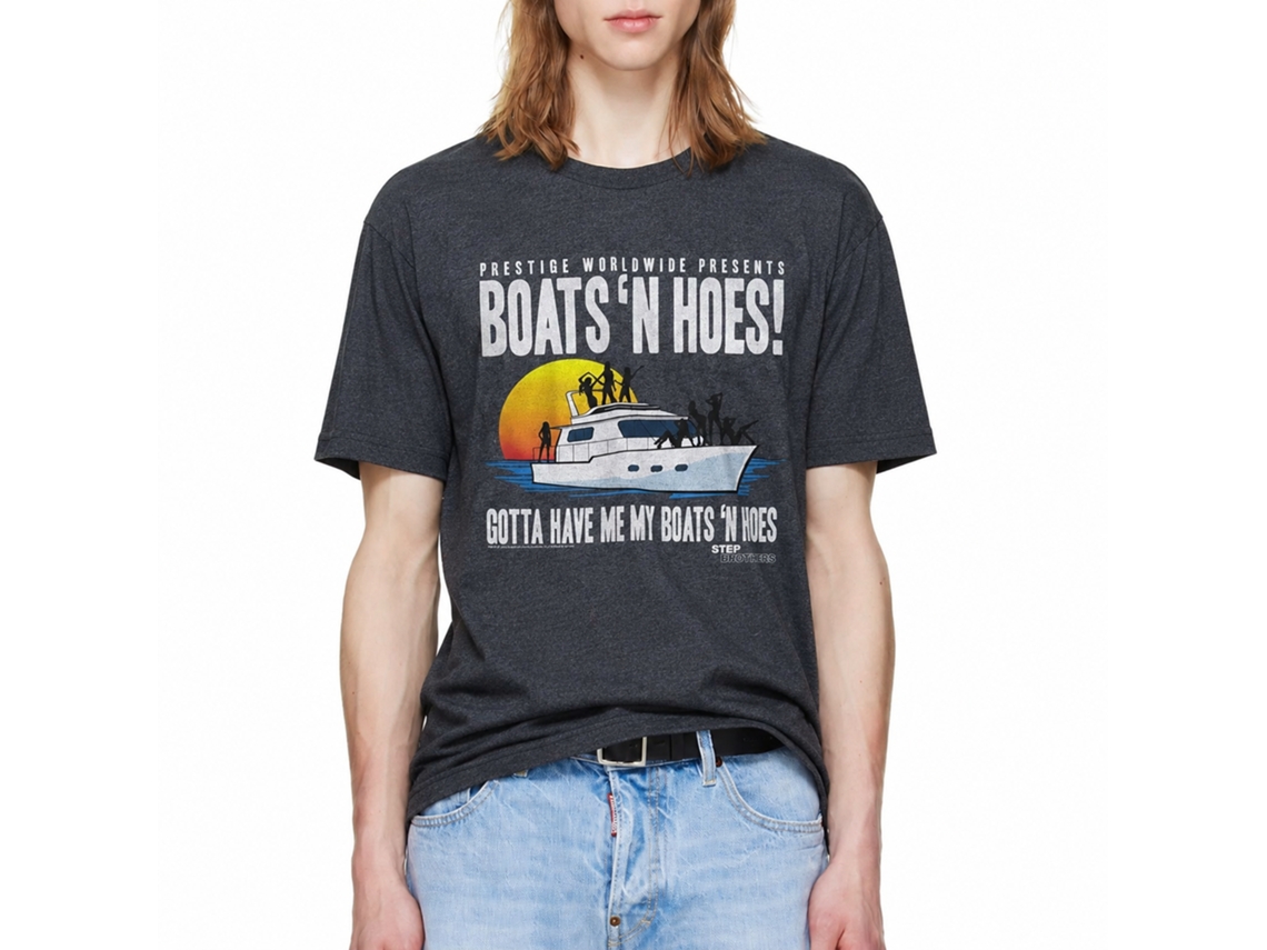 Rockinstone Step Brothers Movie Boat With Saucy Gals Heather Navy Adult T-shirt Size:s