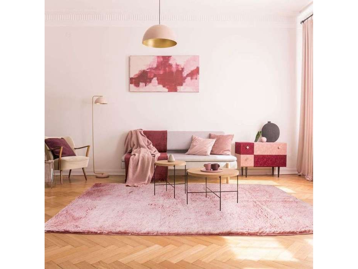Tapete De Base Fina E Flexível Extra Macio Rosa 190x290