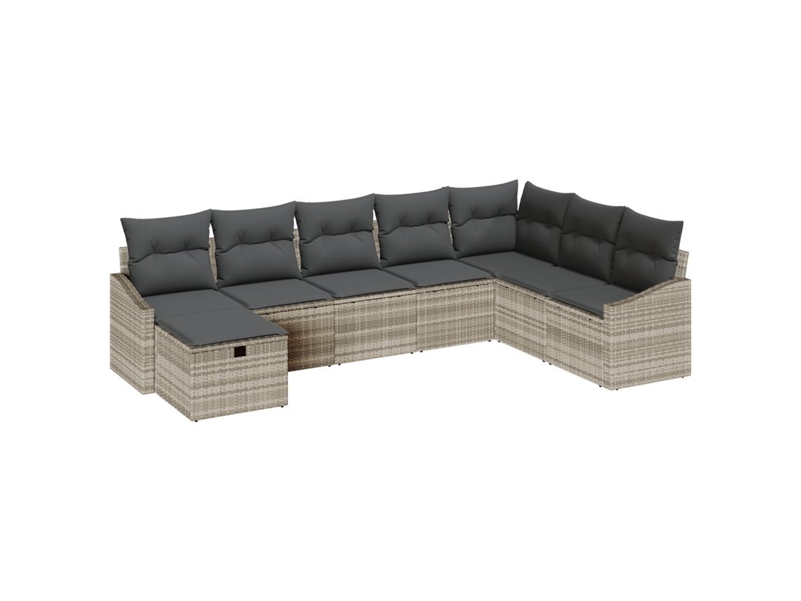 Conjunto 9 Conjunto De Sofás Para Exterior Vidaxl Cinzento-claro Vime Pe (288,5 X 178,5 X 85 Cm)