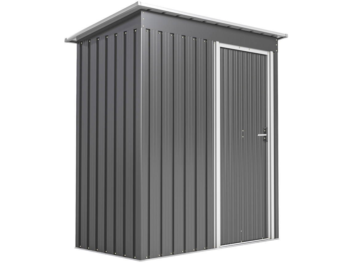 Capanno Attrezzi With Roof Inclinato Is Door Scorrevole. In Steel And Pp 163x89x182 Cm Light Gray