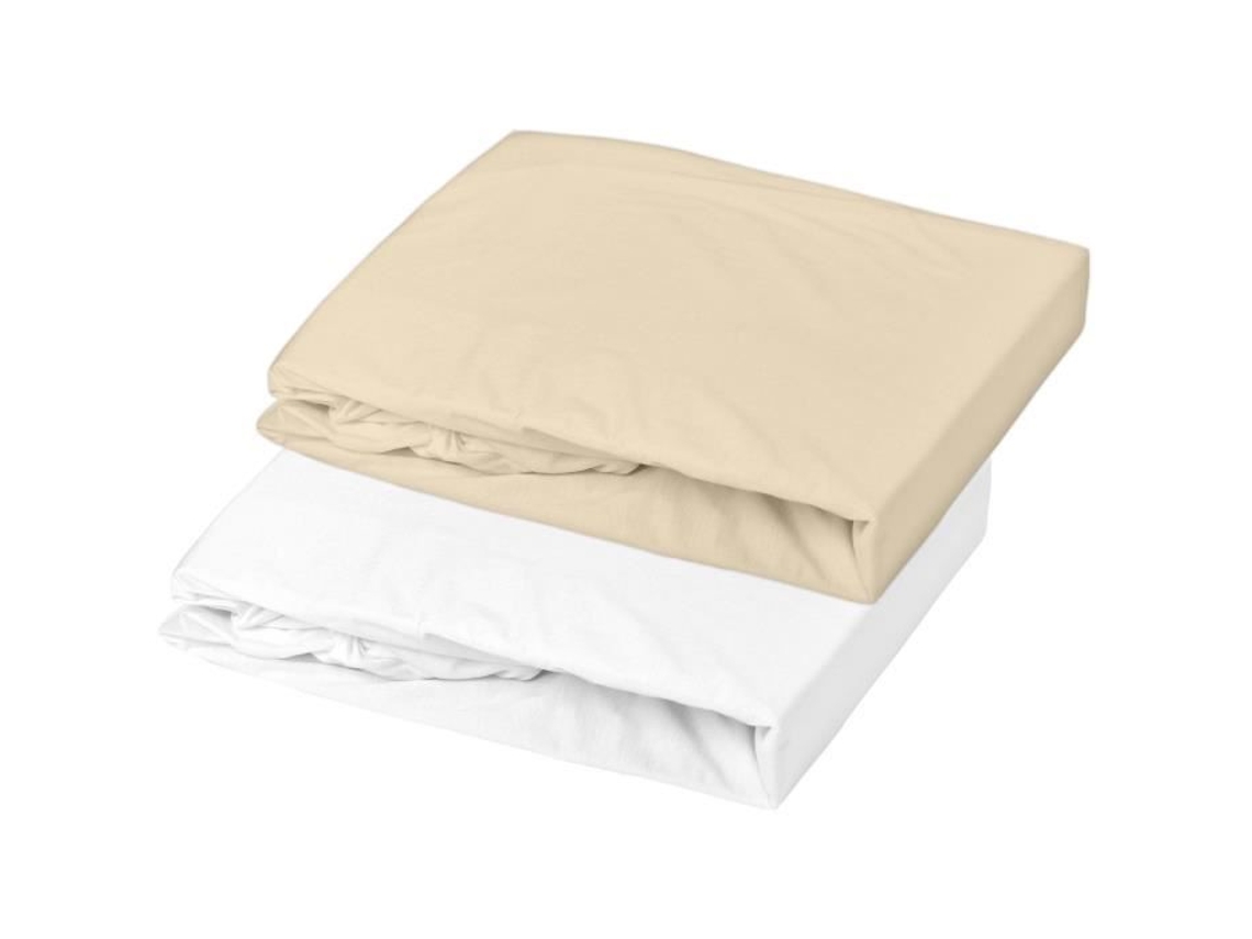 Domiva Conjunto de 2 lençóis com elástico - 60 x 120 cm - Jersey - Branco/Pedras