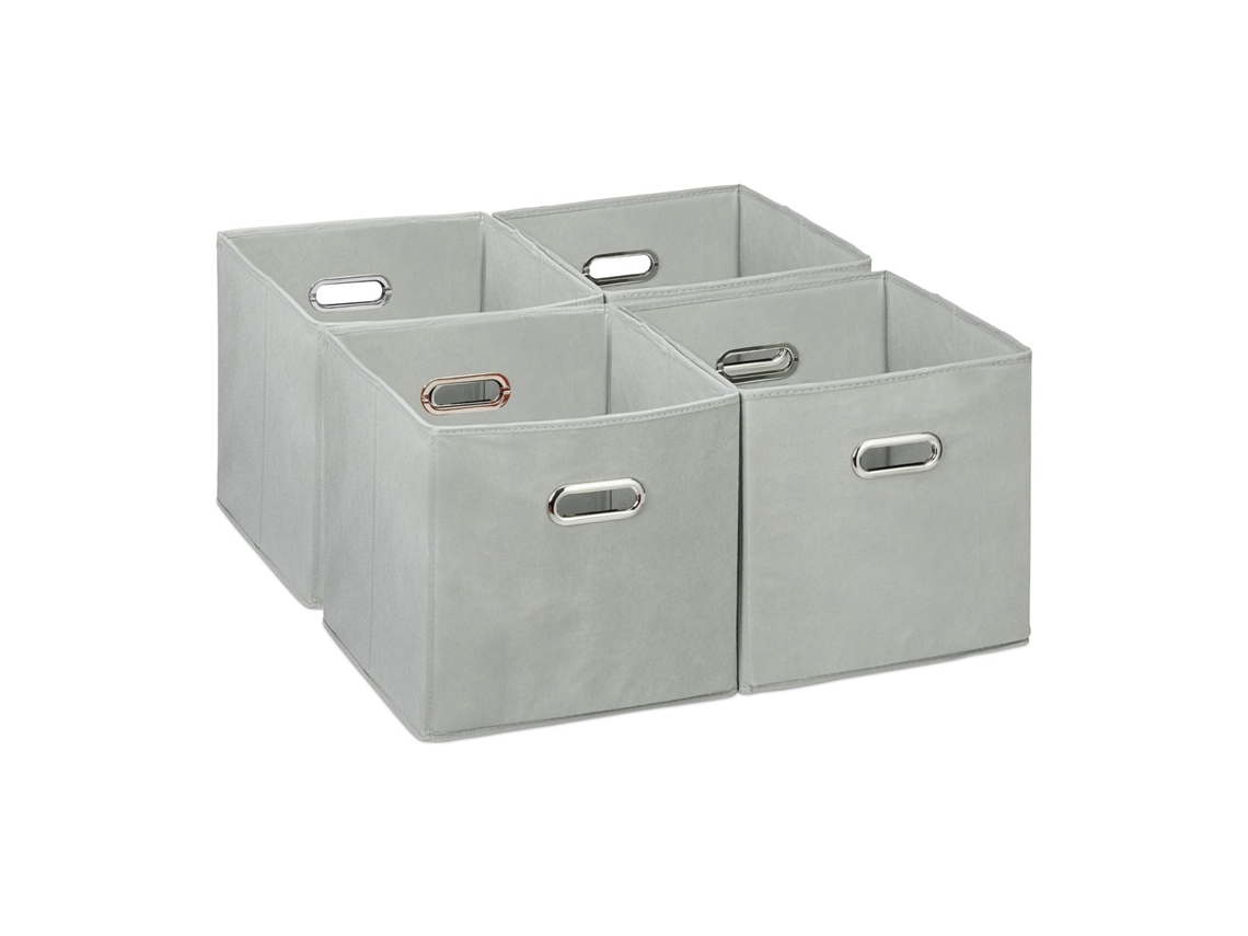 Conjunto De 4 Cestos De Armazenamento Dobráveis Em Tído