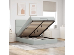 Vidaxl Estrutura Cama Otomana Colchões 140x200cm Veludo Cinzento Claro