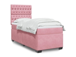 Vidaxl Cama Com Molas/colchão 90x190 Cm Veludo Rosa