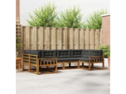Vidaxl Conjunto De Sofás Para Exterior 6 Unid. Natural E Antracite