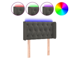 Cabeceira de cama com luzes LED Veludo Cinza Escuro MAISON EXCLUSIVE (83x16x78 cm)