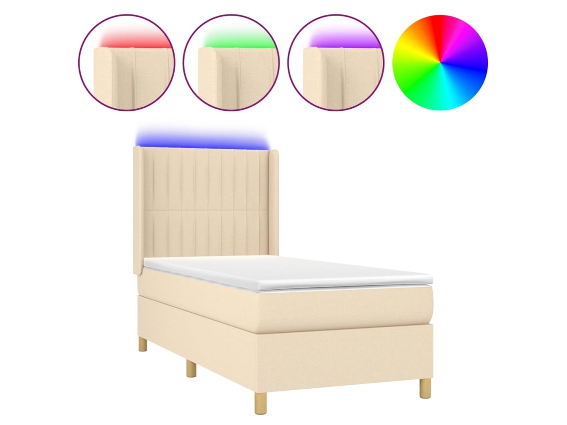 Box Spring Bed, Box Spring Beds Vidaxl Creme Tecido (90 X 200 Cm)