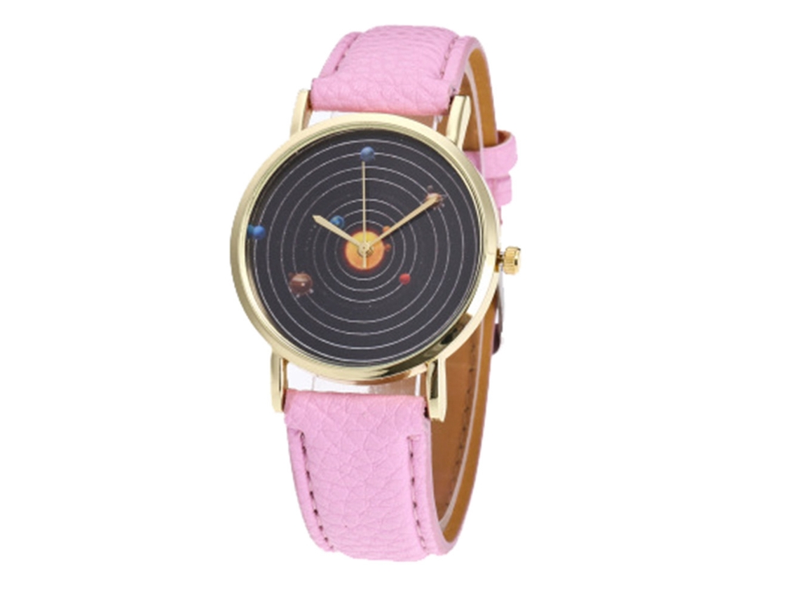 Relógio de Pulso Feminino Analógico de Quartzo com Dial Redondo em Ligação Moderno Rosa