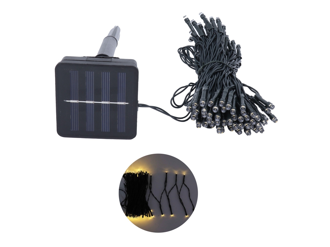2026 cadena de Luces Led Solar 100led 12m Ip45 Impermeable Luz Cálida para Jardín Decoración Exterior