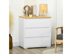 Cômoda Com 3 Gavetas Cômoda Quarto Sem Puxadores Gaveteiro Para Sala Escritório Estilo Moderno 70x37x75 Cm Branco