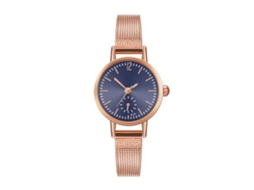 Relógio de Pulso Casual Simples de Quartzo com Cinta de Malha Azul E17 w