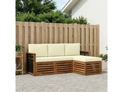 Vidaxl Conjunto De Sofás Para Exterior 4 Unid. Natural E Creme