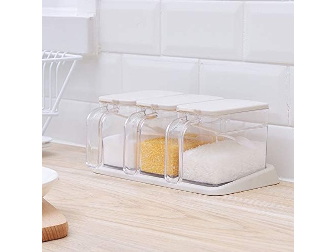 Caixa de Temperos Transparente com Colher e Prato | S/MARCA
