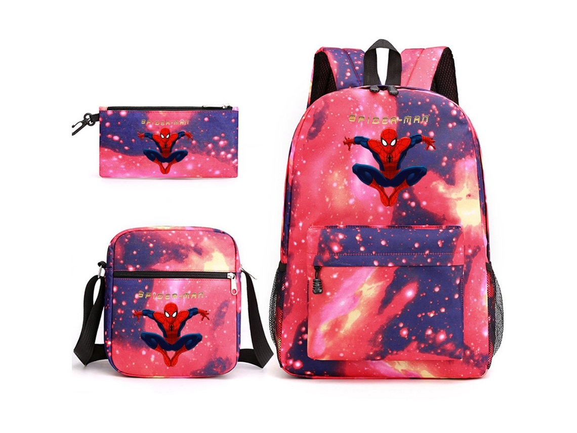 Mochila  De Estudante Do Homem Aranha Conjunto De Três Peças*