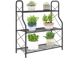Prateleira Metálica Sólida De 3 Níveis Para Internos E Externos 69x28,5x78 Cm Preto - Design Moderno, Prático, Alta Qualidade, Versátil