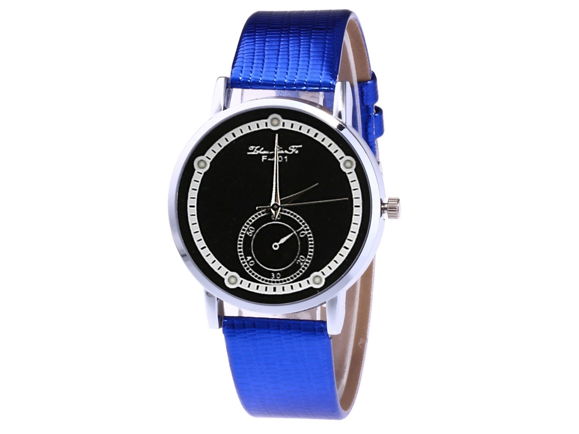 Reloj De Cuarzo Con Correa De Cuero Casual Estilo Para Mujer Hombre Estudiante Azul