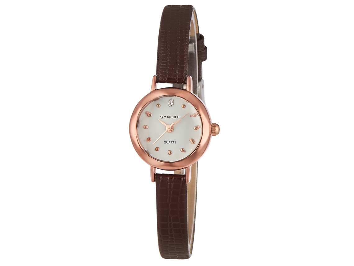 Relógio de Pulso para Estudantes Feminino Synoke Moda Simples Quartzo Café