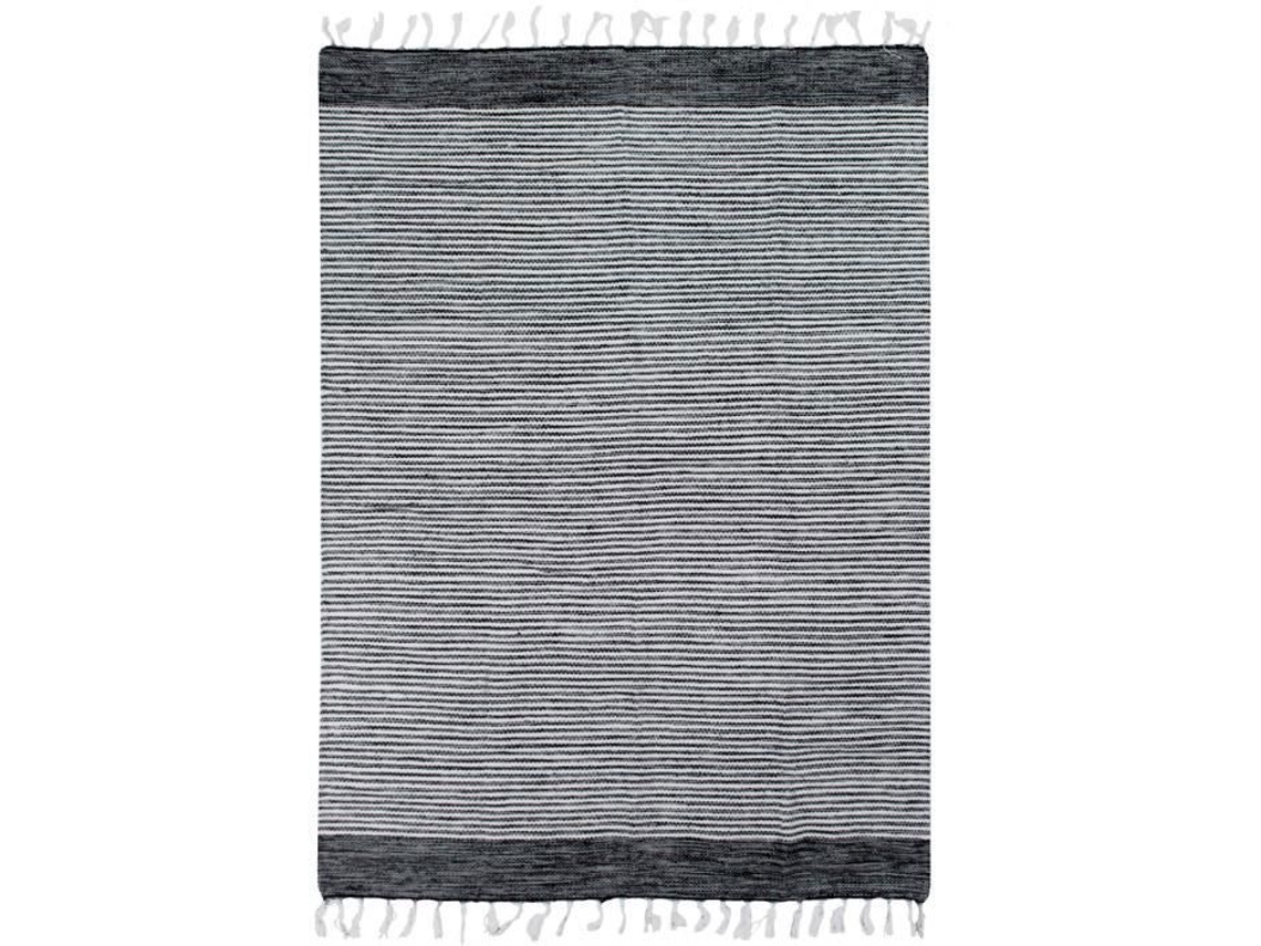Tapete - A Fábrica De Decoração - Terra Cotton Bandes - 120x170 Cm - 100% Algodão - Preto/cinza/branco