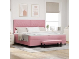 Vidaxl Cama Box Com Colchão Com Cabeceira Rosa 200 X 200 Cm Veludo