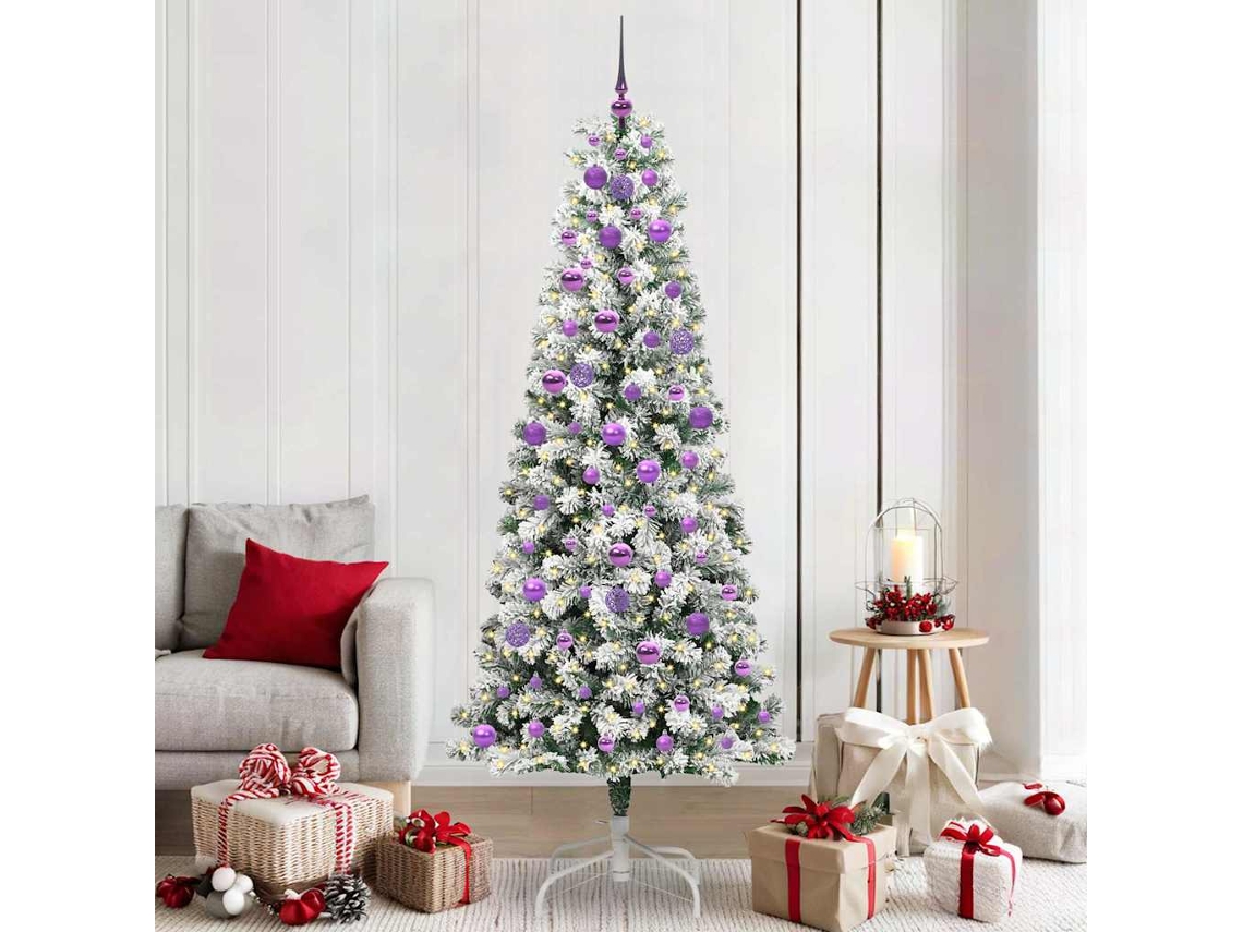 Vidaxl Árvore de Natal Articulada Artificial Verde e Branco 210 Cm