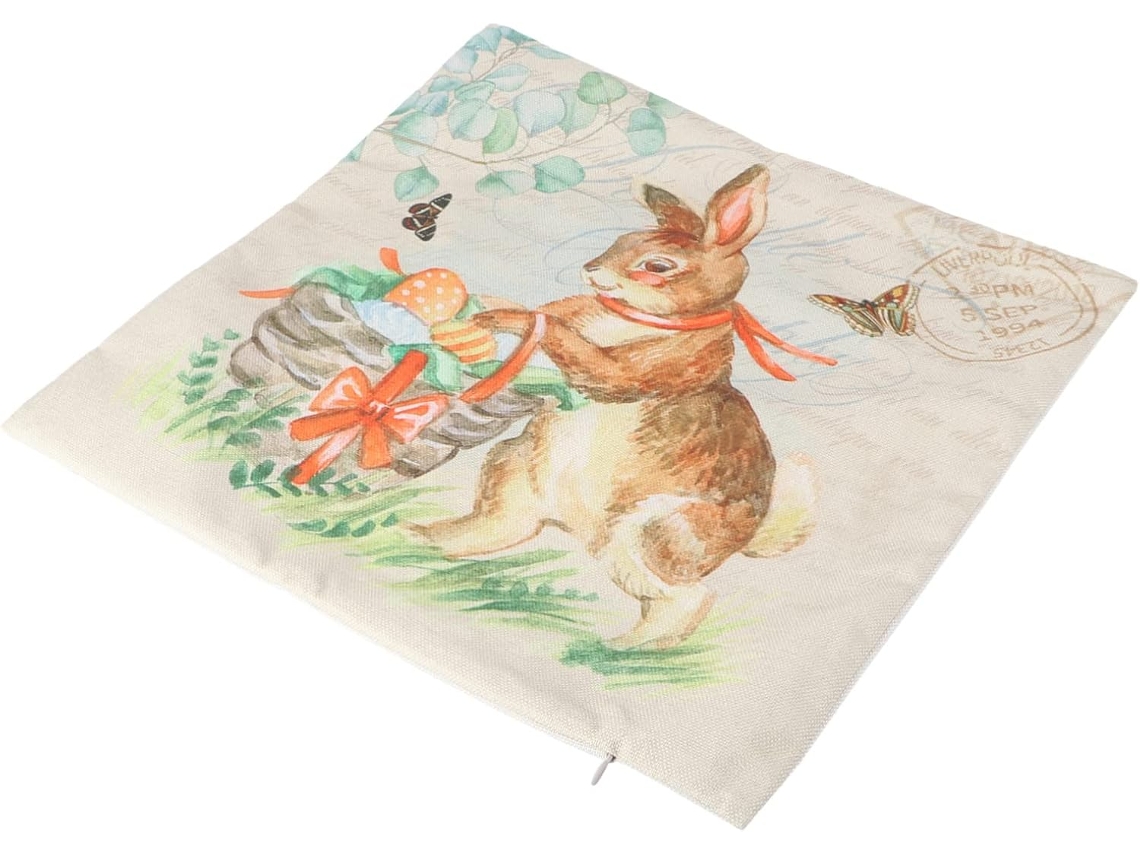 Capa de Almofada Páscoa com Estampa Floral em Linho para Sofá, Carro e Decoração. CHABERLU